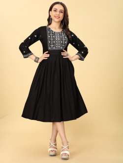 KALINI Ethnic Motifs Embroidered Fit & Flare Ethnic Dress
