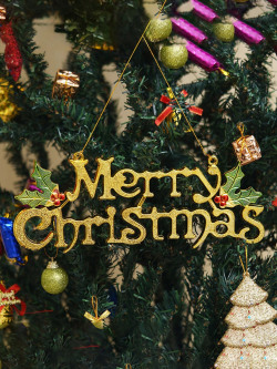 eCraftIndia Gold Toned Merry Christmas Wall Hanging