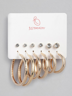 justpeachy Pack of 6 Gold-Plated Earrings