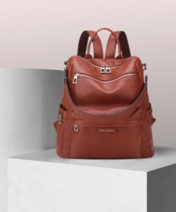 WomenBuzz Backpack Purse for Women Convertible 25L Travel Vintage PU Leather Shoulder Bag 25 L Backpack(Tan)