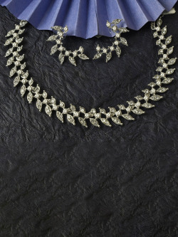 Kord Store Rhodium-Plated American Diamond Jewellery Set