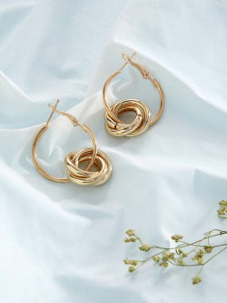 justpeachy Gold-Plated Hoop Earrings With Floral Detailing