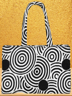 LEKHX Graphic Printed Oversized Structured Tote Bag