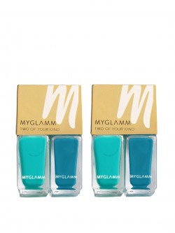 MyGlamm Set of 2 High Gloss 2 IN 1 Nail Paint 10 ml Each - Poolside Soiree