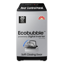 Samsung 8 kg, 5 star, Eco Bubble Technology, Digital Inverter Motor, Dual Storm, Fully-Automatic Top Load Washing Machine (WA80BG4441BGTL, Light Gray)