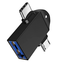 JGD PRODUCTS 2 in 1 (Black) OTG Adapter Micro USB+USB Type C to USB Female Connector, OTG Pen Drive Adapter to Mobile Connector Type C, Compatible with All Devices