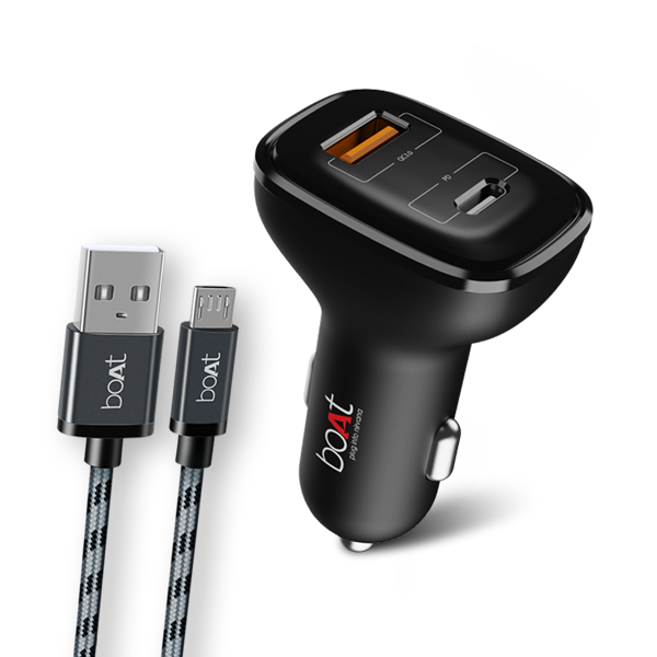 boAt Dual QC-PD Port Rapid Car Charger with Micro USB cable