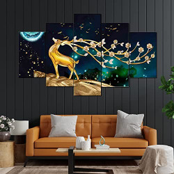 Perpetual Paintings for Wall Decoration - Set Of Five, 3d Scenery Vastu Painting for Living Room Large Size with Frames for Home Decoration, Hotel, Office (75 CM X 43 CM) D6M