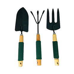 Sulfar Gardening Tool Wood Handle Cultivator Trowel Forks Tool Set (3 Pack)