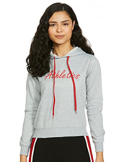 FUSEFIT Women's Fleece Neck Hooded Sweatshirt (FFA-WT051-01-XL-1499_Grey Melange_XL)