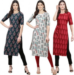1 Stop Fashion Women Printed Straight Kurta(Multicolor)
