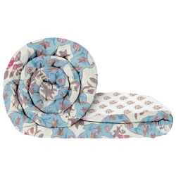 Story@Home Comforter Double Bed/Blanket for Winter/Quilt/Duvets, 1 Fusion Reversible Double Comforter | Cream & Blue| 180 GSM | 220 cm X 250 cm, Microfiber