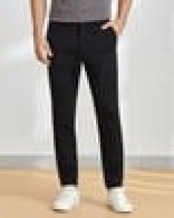 Men Straight Fit Flat-Front Trousers