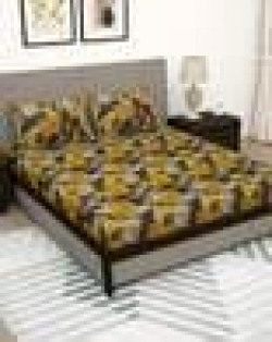  180 TC Geometric Print Double Bedsheet with Pillow Covers