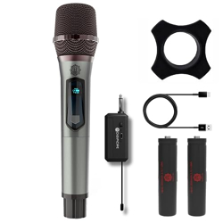 DIGIMORE UHF Wireless Microphone with Rechargeable Receiver and Mic System for House Parties, Outdoor Party, Singing, Classroom (Single Cordless) (D-340)