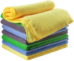 WOSCHER Large Soft & Quick Drying Microfiber Cloth for Car/Car Microfiber Cleaning Cloth, Micro Fiber Cloth for Car Cleaning, Polishing Waxing Auto Detailing Towel Cloth - Assorted (40 X 40 Cm, 4)