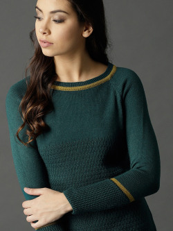 Roadster Women Green Self-Design Pullover