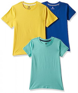 Clotth Theory Girl's Solid Relaxed Fit T-Shirt (CTGT_1005_Multi_15 2-3 Years)