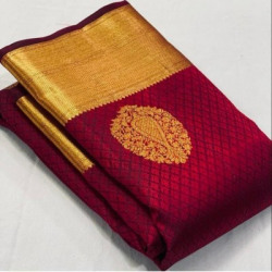 HAVIDA SAREES Woven Kanjivaram Silk Blend, Pure Silk Saree(Maroon)