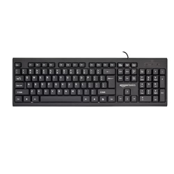 amazon basics Wired Multimedia Keyboard with 107 Keys, USB 2.0 Interface, for Gaming PC, Computer, Laptop, Mac