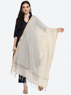 Biba Woven Design Cotton Dupatta With Zari