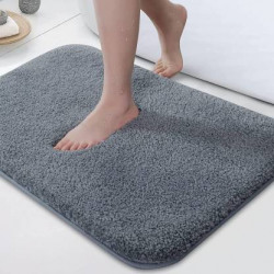 Chhogli Microfiber Bathroom Mat(Gray, Medium)