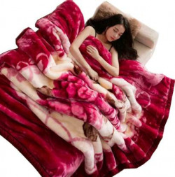 COZYEXPORTS Floral Double Swaddling Baby Blanket for  AC Room(Microfiber, Red)