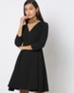 Surplice V-Neck Skater Dress