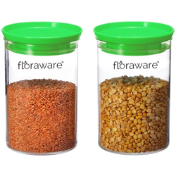 Floraware Plastic Storage Jar and Container Set I Air Tight & BPA Free Containers For Kitchen Storage Set I Grocery Kitchen Container Set I Multipurpose Jar, 900 Ml Each, Set 2, Green
