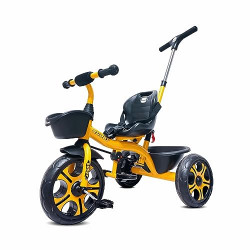 Kidsmate Buddy Plug N Play Kids/Baby Tricycle with Parental Control, Storage Basket, Cushion Seat and Seat Belt for 12 Months to 48 Months Boys/Girls/Carrying Capacity Upto 30 Kgs (Yellow)