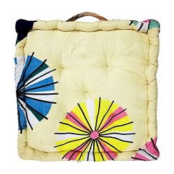 Homerz Polyester Designer Floor Cushion, 16 X 16 Inch Size, Durable and Soft (Prya_Seatpad), Multicolor