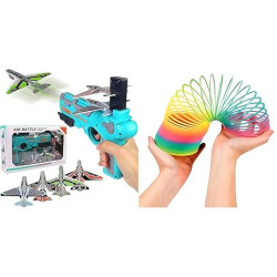 GRAPHENE Airplane Launcher Gun,Safe and Fun Shooting Guns for Kids,Multicolor & Graphene Rainbow Spring Fun Activity Stress Relief Toy Adults of All Age Group, for Birthdays