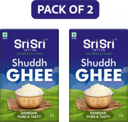 Sri Sri Tattva Shuddh Ghee - Danedar, Pure & Tasty, 1 L Tetrapack(Pack of 2)