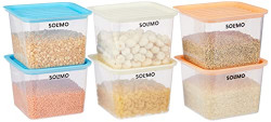Amazon Brand - Solimo Airtight Storage Containers with Handle, Set of 6 (1,600 ml Each)