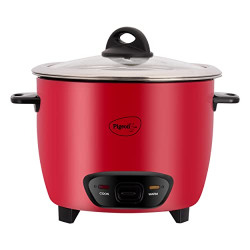Pigeon By Stovekraft Stylo 1.8 Ltr Electric Rice Cooker/Stainless Steel Inner Pot/With Keep Warm Feature / 1 Year Warranty (Red, 700 Watts)