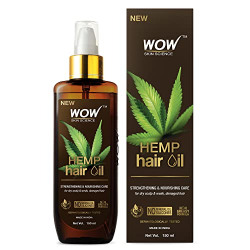 WOW Skin Science Hemp Hair Oil for Strengthening and Nourishment of Stressed Scalp and Hair - For Damaged Roots And Chemically Treated Hair - 150mL