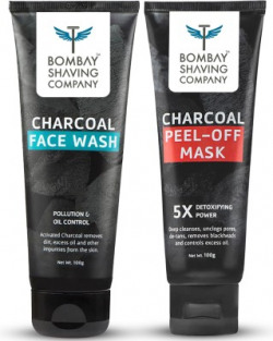 BOMBAY SHAVING COMPANY Charcoal Face Wash & Peel off Face Mask Combo for Men | Brightens Skin(2 Items in the set)