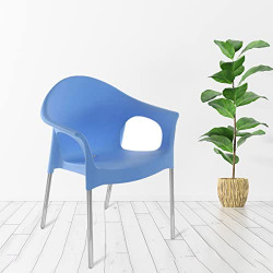 Nilkamal NS09SS Plastic Mid Back with Arm Chair | Chairs for Home| Dining Room| Bedroom| Kitchen| Living Room| Office - Outdoor - Garden | Dust Free |100% Polypropylene Stackable Chairs (Blue)