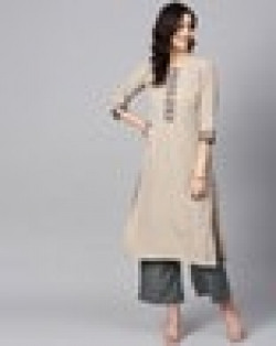 Foil Print Straight Kurta with Palazzo