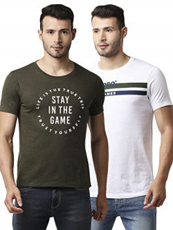 Hubberholme Male Slim T-Shirt (HHMTSP002_Olive and White XXL)