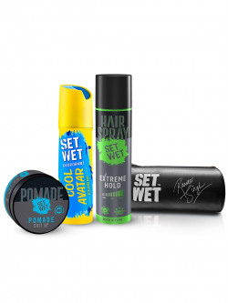 Set Wet Styling Kit - Deodorant 150ml + Pomade 60g + Hair Spray 200ml + Pouch