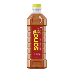 Sano Pure & Fresh Kachi Ghani Mustard Oil - 1 Litre Pet Bottle | High Pungency | Rich in Omega-3 | 100% Natural | Authentic Indian Cooking Oil | Boosts Heart Health