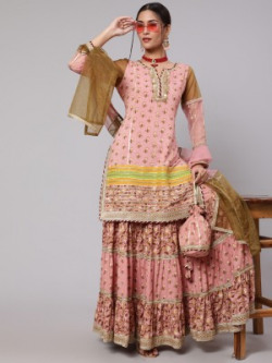 AKS Couture Women Kurta Sharara Dupatta Set