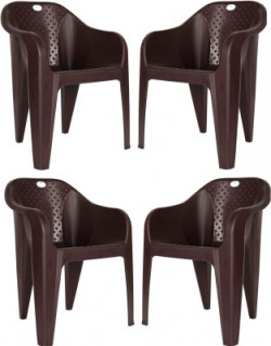 HOMIBOSS chairs set of 4 Pieces, for office, garden, outdoor & indoor Plastic Living Room Chair(Finish Color - Brown, Pre-assembled)