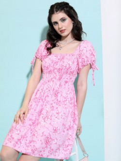 Tokyo Talkies Women Ribbed Pink Dress