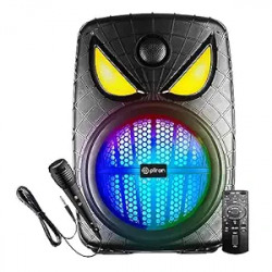 pTron Fusion Party Evo v2 80W Karaoke Bluetooth Party Speaker, 3M Wired Microphone, Loud Sound with Punchy Bass, RGB Lights, USB/SD Card/AUX Playback, Auto TWS Function & Remote Control (Jet Black)