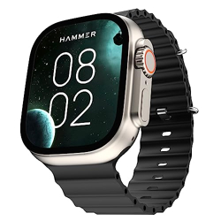 HAMMER Active 2.0 1.95  Display Bluetooth Calling Smart Watch with Metal Body, in-Built Games, Wireless Charging, AOD, 600 NITS Brightness (Black)