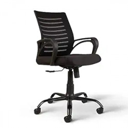 HOME PERFECT  Ergonomic MESH MID Back Home/Office Chair Comfortable and REVOLVING SEAT, with Height Adjustable, Push Back TILT Feature Study Chair & Heavy Duty Metal Base- Black (Pack of 1)