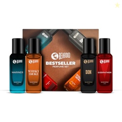Beardo Perfumes Giftset For Men (Pack of 4 x 20ml) Whisky Smoke, Godfather, Mariner & Don Perfume | Long Lasting Perfumem Fresh Fragrance | Gift for husband | Gift for boyfriend | Gift for Men | Rakhi Gift for Brother | Gift for Brother