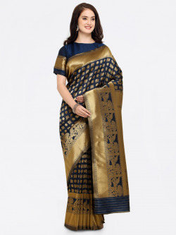 Shaily Navy Blue  Banarasi Saree